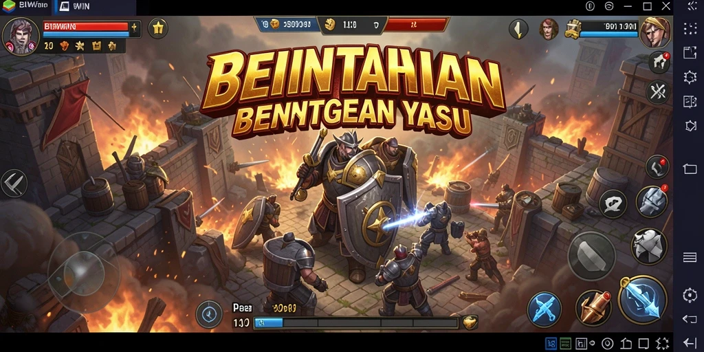 Tangkapan layar permainan BIWIN menampilkan pertempuran epik dalam gaya Tower Defense.
