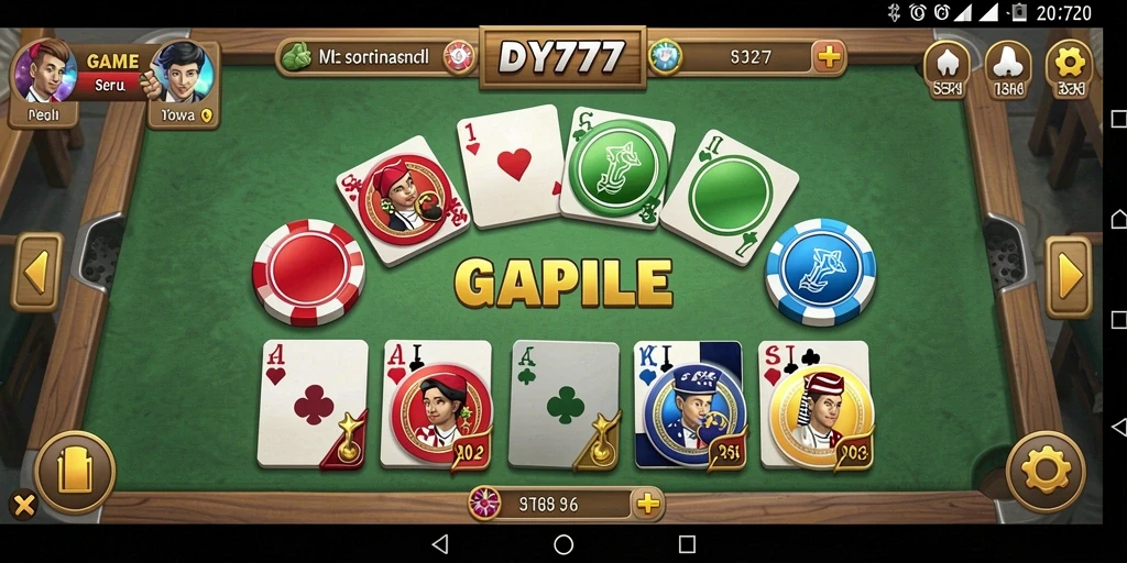 Tampilan gameplay DY777 yang seru dengan kartu Gaple.