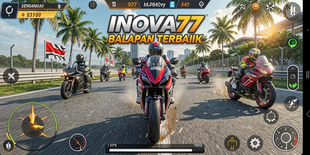 Gameplay mendebarkan dari INOVA77 yang penuh aksi balapan motor.