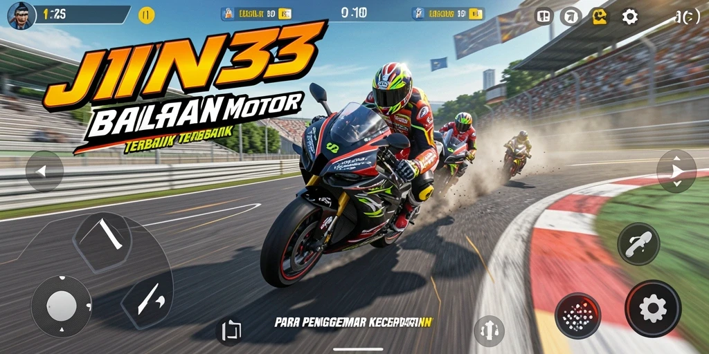 Tampilan gameplay balapan motor yang mendebarkan di JIN33.