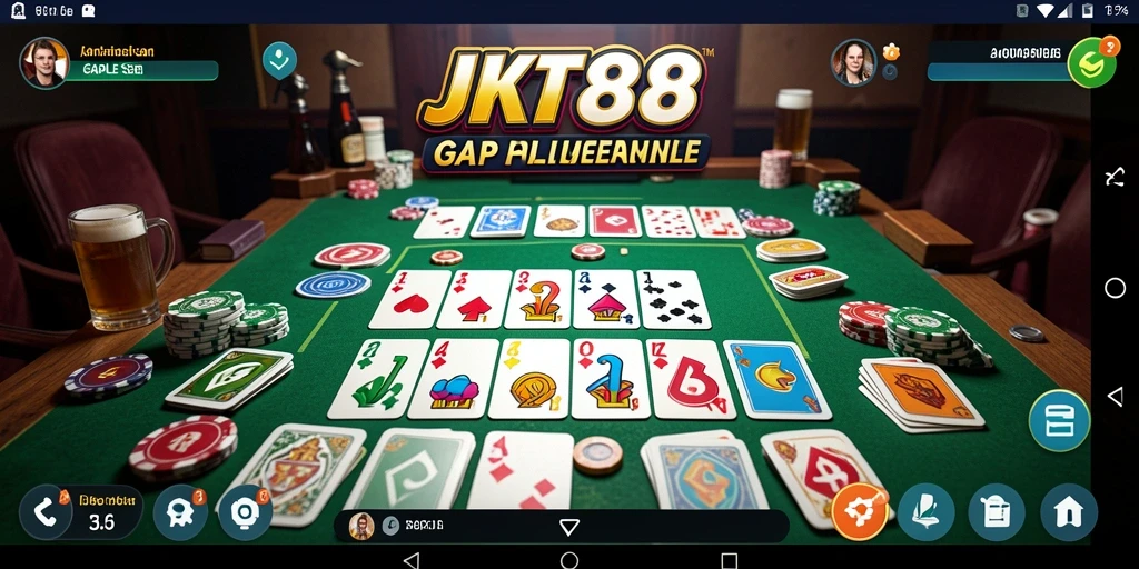 Gameplay JKT88 dengan suasana permainan Gaple yang seru.