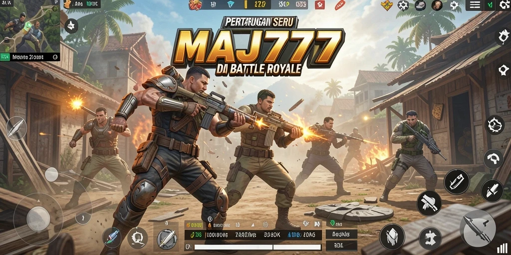 Screenshot gameplay MAJ777 menunjukkan aksi mendebarkan di medan perang.