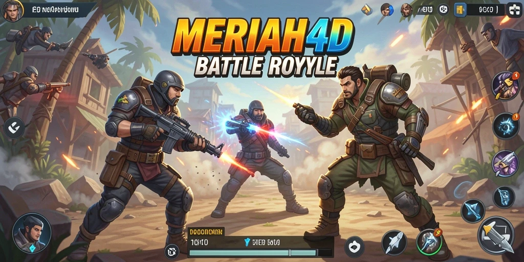 Screenshot menunjukkan aksi mendebarkan dalam MERIAH4D saat pemain bertempur di arena.