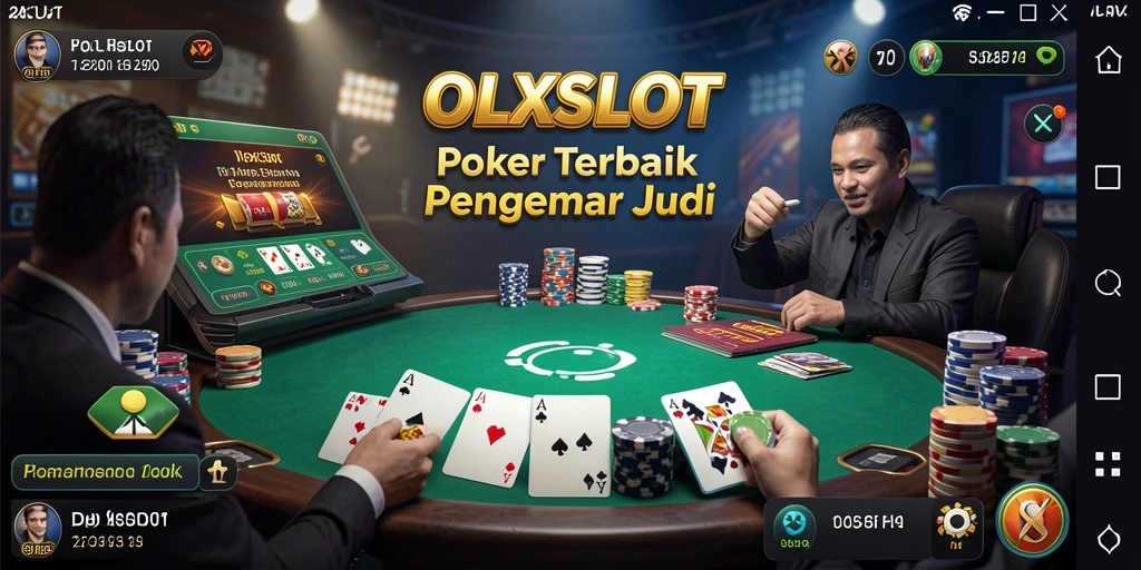 Screenshot OLXSLOT menampilkan momen seru dalam permainan poker.