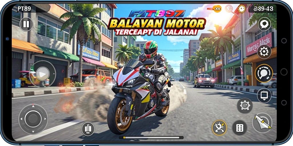 Gameplay seru dari balapan motor di PT89 yang menegangkan.