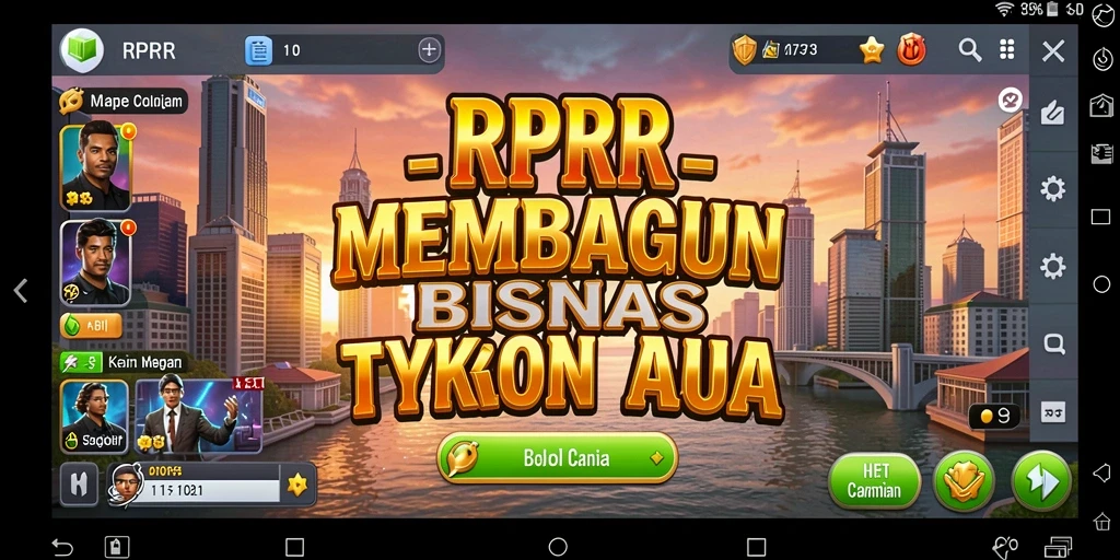 Screenshot gameplay RPRR menampilkan interaksi bisnis dalam Tycoon.