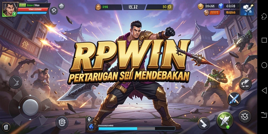 Gambaran gameplay RPWIN dengan pertarungan seru di arena.
