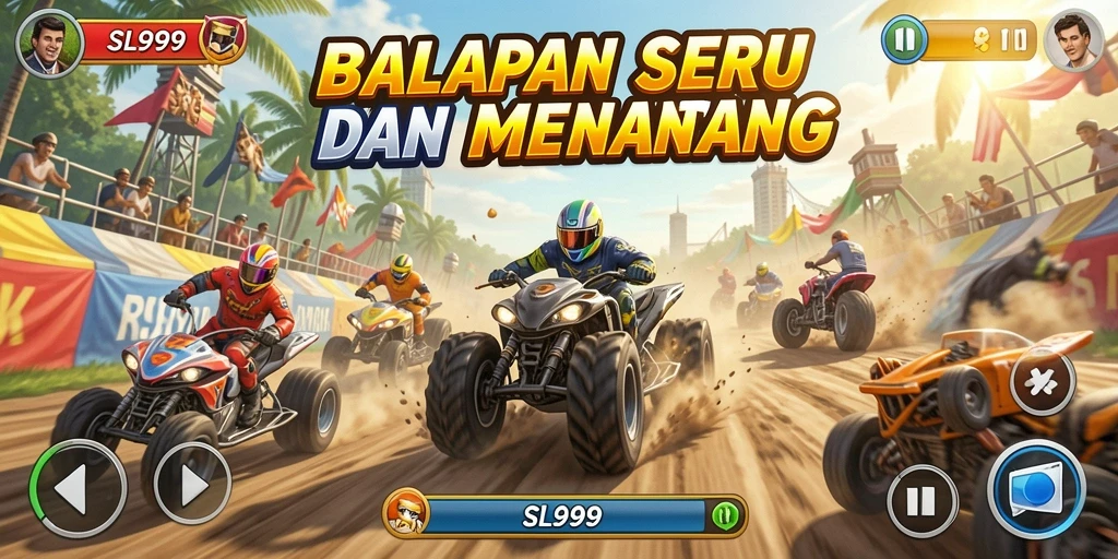 Tampilan gameplay SL999 yang mendebarkan di lintasan balap.