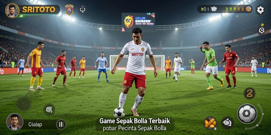 Screenshot utama SRITOTO menampilkan aksi mendebarkan dalam pertandingan sepak bola.