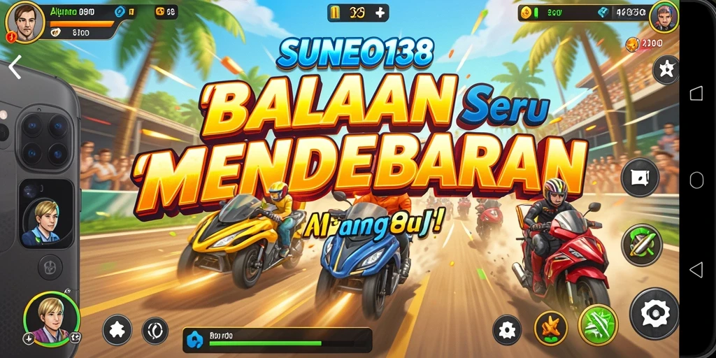 Tampilan gameplay SUNEO138 yang penuh aksi di trek balapan.