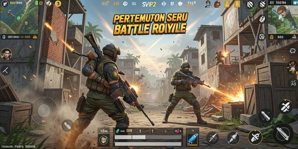Tampilan gameplay seru di SVIP2 dalam pertempuran Battle Royale.