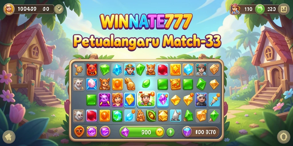 Screenshot gameplay WINRATE777 menampilkan tantangan seru dalam match-3.